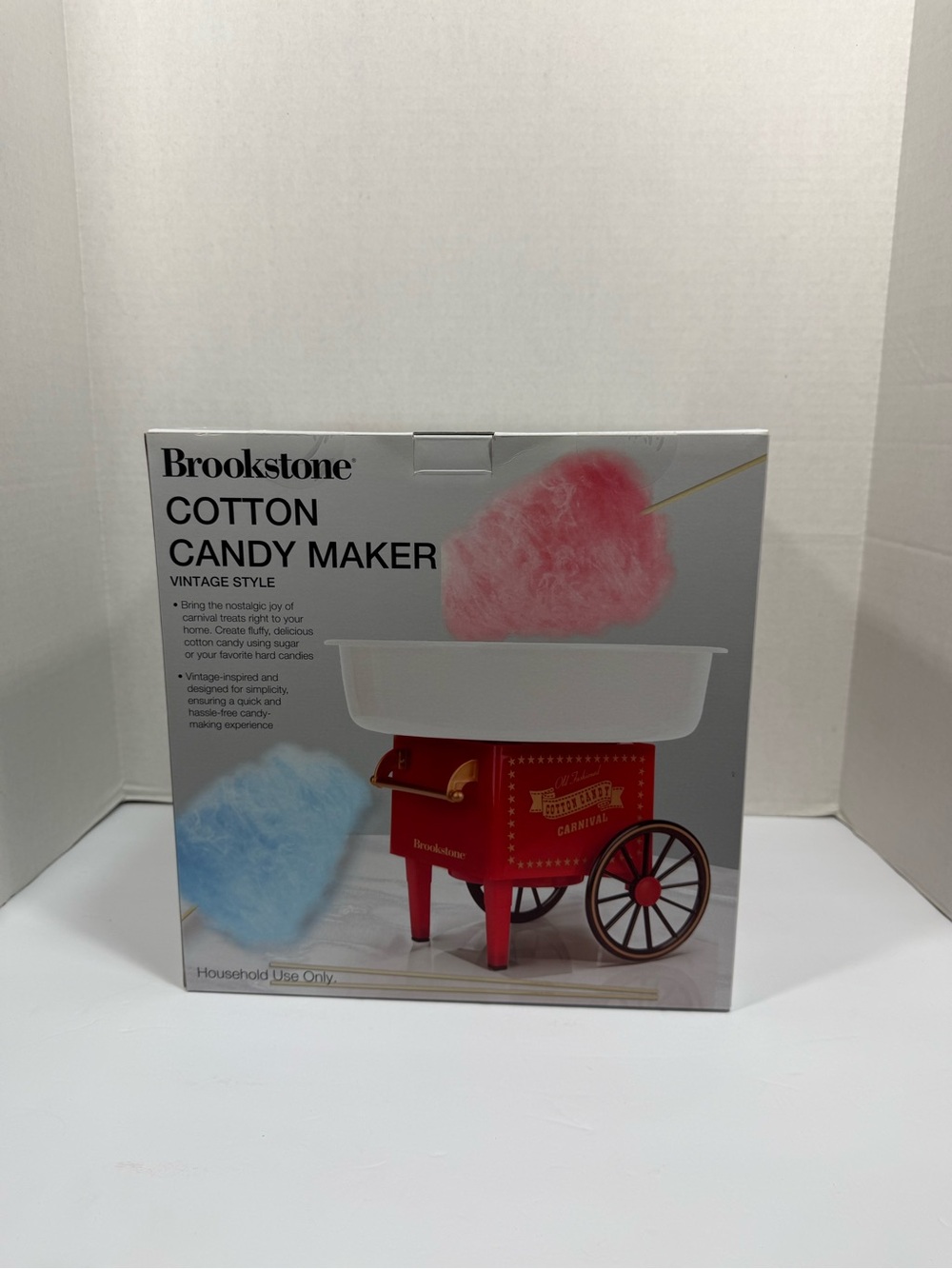 Brookstone Red Cotton Candy Maker with White Bowl
